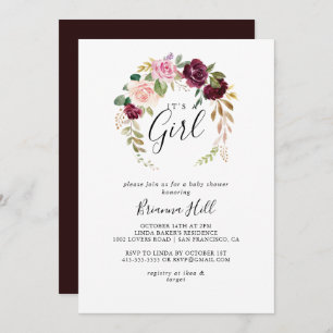 Rustikale Botanische Blumendusche. Einladung