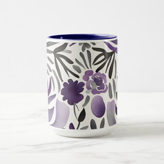 Rustikale Botanische Elemente Wasserfarben Kunst Tasse (Zentrum)