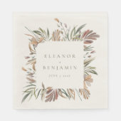 Rustikale Botanische Erdtöne Hochzeitsnamen nach M Serviette (Vorderseite)