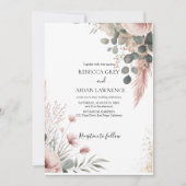 Rustikale botanische Eukalyptus-Grün-Hochzeit Einladung (Vorderseite)