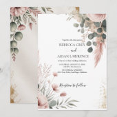 Rustikale botanische Eukalyptus-Grün-Hochzeit Einladung (Vorne/Hinten)
