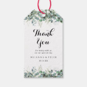 Rustikale botanische Eukalyptus-Grünzeug-Hochzeit Geschenkanhänger (Vorderseite)