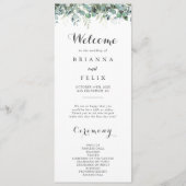 Rustikale botanische Eukalyptus-Grünzeug-Hochzeit Programm (Vorderseite)