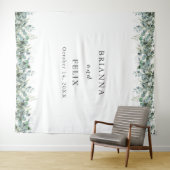 Rustikale botanische Eukalyptus-Hochzeit Wandteppich (Beispiel (Horizontal))