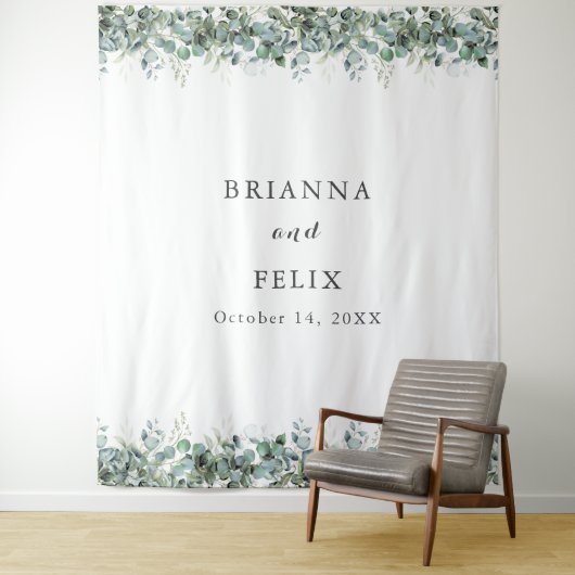 Rustikale botanische Eukalyptus-Hochzeit Wandteppich (Beispiel)