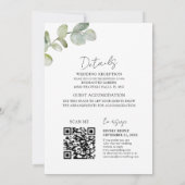 Rustikale Botanische Eukalyptus-QR-Code-Hochzeit Einladung (Rückseite)