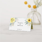 Rustikale, botanische Eukalyptus-Sonnenblume Platzkarte (Rückseite)