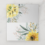 Rustikale, botanische Eukalyptus-Sonnenblume Platzkarte (Innenseite Aufgefaltet)