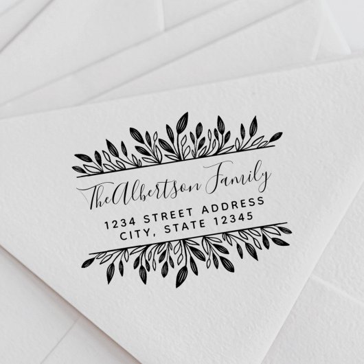 Rustikale botanische Familienname Rücksendeadresse Gummistempel