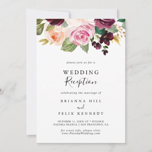 Rustikale, botanische Foliage Hochzeitsempfehlung Einladung (Vorderseite)