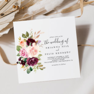 Rustikale, botanische Foliage Horizontale Hochzeit Einladung