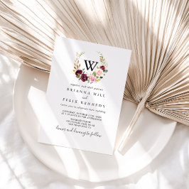 Rustikale botanische Foliage Monogram Wedding Einladung