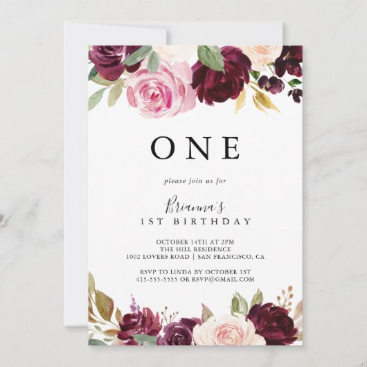 Rustikale Botanische Geburtstagsparty Einladung (Vorderseite)