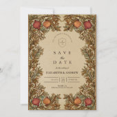 Rustikale Botanische Granatapfel-Hochzeit Save The Date (Vorderseite)