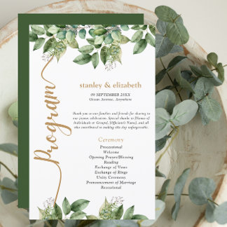 Rustikale Botanische Grün- und Goldfolienhochzeit
