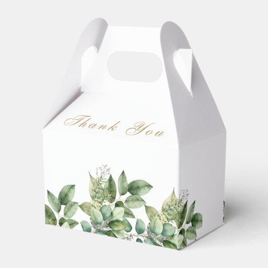 Rustikale Botanische Grün- und Goldfolienhochzeit Geschenkschachtel (Rückseite)