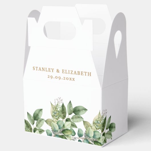 Rustikale Botanische Grün- und Goldfolienhochzeit Geschenkschachtel (Geöffnet)