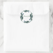 Rustikale botanische grüne Wasserfarben Blätter Vi Runder Aufkleber (Tasche)