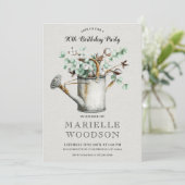 Rustikale Botanische Grünen 90. Geburtstagsparty Einladung (Stehend Vorderseite)