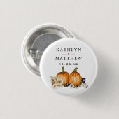 Rustikale botanische Herbst-Kürbis-Hochzeit Button (Vorne & Hinten)