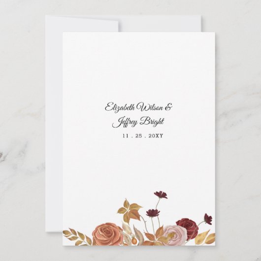 Rustikale Botanische Herbstkürbis Einladung (Rückseite)