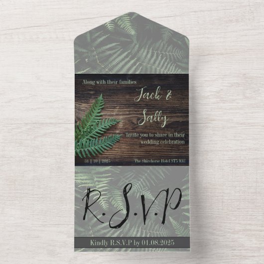 Rustikale Botanische Hochzeit All In One Einladung (Innen)