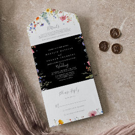 Rustikale botanische Hochzeit auf der Wiese All In One Einladung