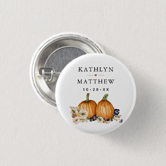 Rustikale botanische Hochzeit im Herbst Button (Vorne & Hinten)