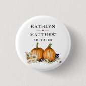 Rustikale botanische Hochzeit im Herbst Button (Vorderseite)