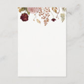 Rustikale botanische Hochzeit im Herbst Herbst Begleitkarte (Rückseite)
