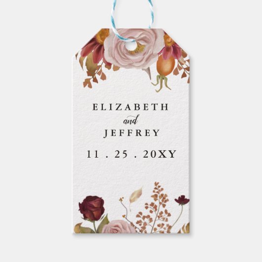 Rustikale botanische Hochzeit im Herbst Herbst Geschenkanhänger (Vorderseite)