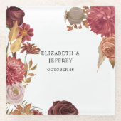 Rustikale botanische Hochzeit im Herbst Herbst Glasuntersetzer (Vorderseite)