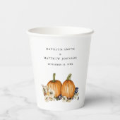 Rustikale botanische Hochzeit im Herbst Pappbecher (Rückseite)