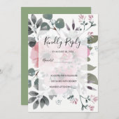 Rustikale botanische Hochzeit mit Blütenfarbe RSVP Einladung (Vorne/Hinten)