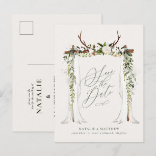 Rustikale botanische Hochzeit - Save-the-Date-Kart Ankündigungspostkarte