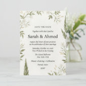 Rustikale botanische Hochzeit-Save-the-Date-Karte Save The Date (Stehend Vorderseite)