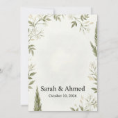 Rustikale botanische Hochzeit-Save-the-Date-Karte Save The Date (Rückseite)
