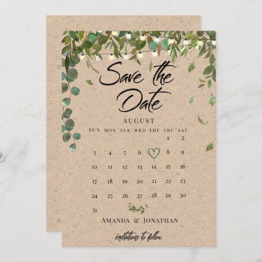 Rustikale botanische Hochzeit speichert die Datums Save The Date (Vorne/Hinten)