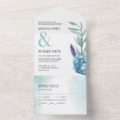 Rustikale Botanische Hochzeit von Blauer Flora All In One Einladung (Innen Boden)