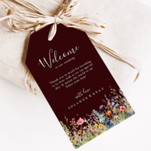 Rustikale botanische Hochzeits-Willkommensgrüße Wi Geschenkanhänger