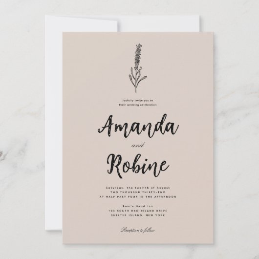 Rustikale Botanische Hochzeitseinladung Einladung (Vorderseite)