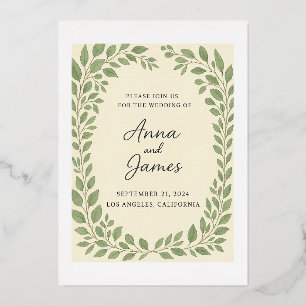 Rustikale botanische Hochzeitseinladung - Eukalypt Folieneinladung