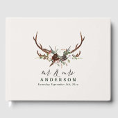 Rustikale botanische Hochzeitsplanposte Gästebuch (Vorderseite)