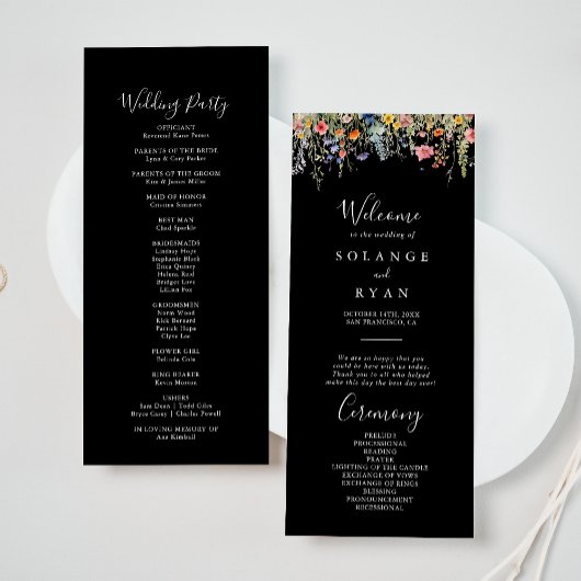 Rustikale botanische Hochzeitsprogramm Wiese Programm