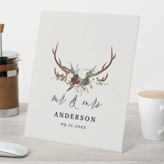 rustikale botanische Hochzeitsschrift für die Rüst Sockelschild (In Situ)