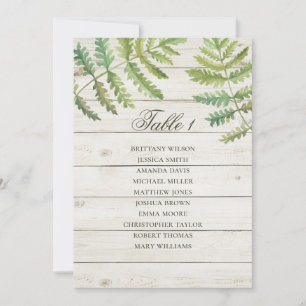 Rustikale botanische Hochzeitssitzkarte. Holzstall Einladung