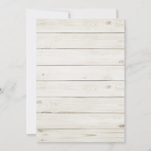 Rustikale botanische Hochzeitssitzkarte. Holzstall Einladung (Rückseite)