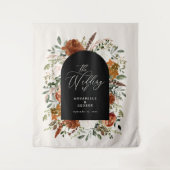 Rustikale botanische Hochzeitsskript Terracotta Wandteppich (Vorderseite)