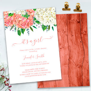 Rustikale botanische Hydrangea-Mädchen-Baby-Party Einladung