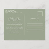 Rustikale Botanische Jungzeit elegantes Weißengrün Ankündigungspostkarte (Rückseite)